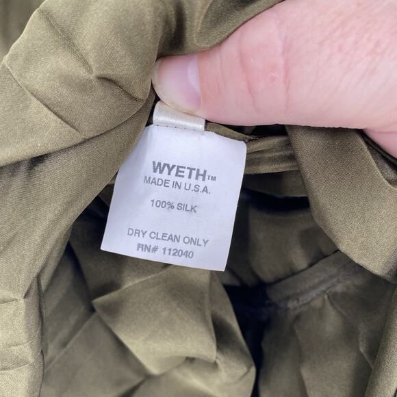 Wyeth by Todd Magil Green Silk Pleated Short Sleeve Dress Women's Size M - Picture 4 of 9